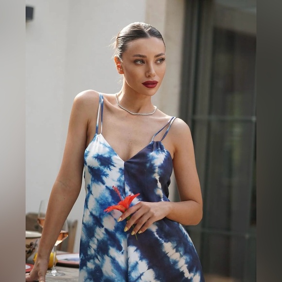 Zara dress tie dye satin effect midi maxi slip wedding casual summer vacation - Picture 4 of 11